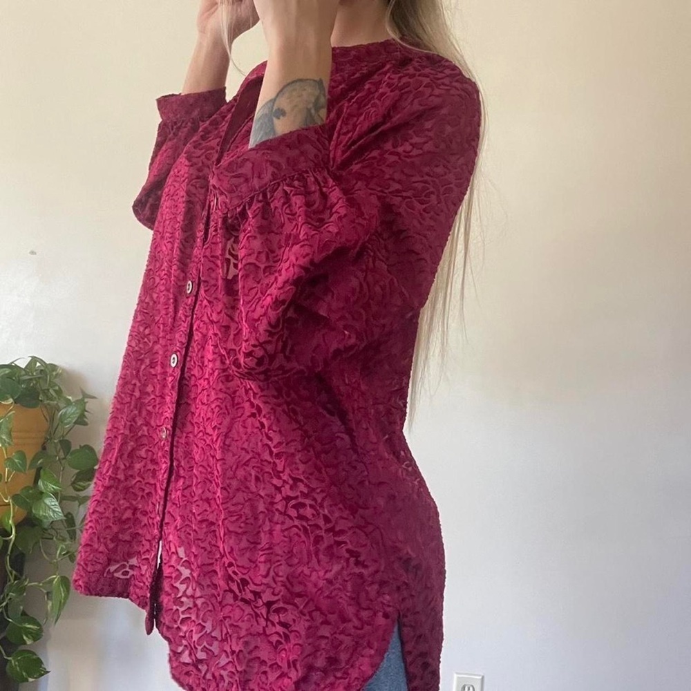 Maroon long sleeve button down - image 6